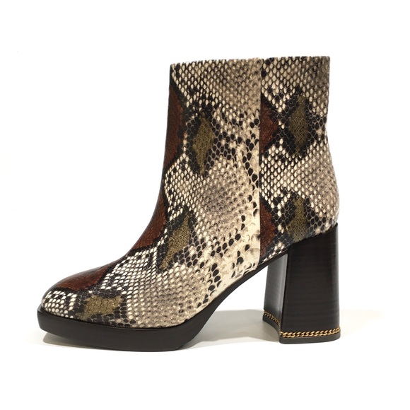 Tory Burch Ruby Snakeskin Ankle Boots -Aspen Multi Printed Snake -US 9.5 -NEW - Picture 3 of 11